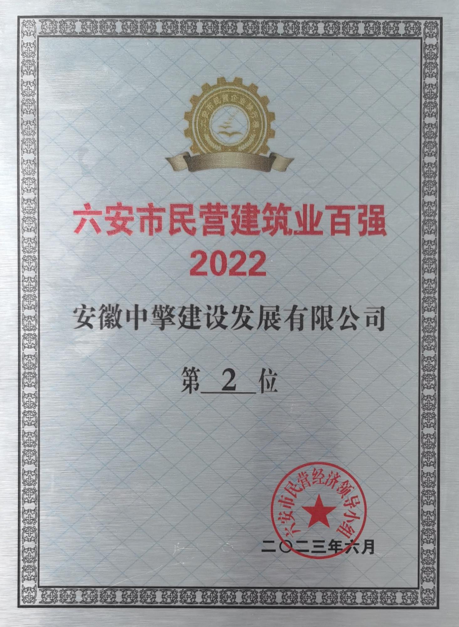 六安市民營建筑業(yè)百強(qiáng)2022年第二位.jpg